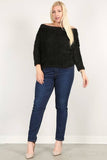 Plus Size Faux Mink Sweater Top