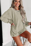 Custom Solid Ribbed Knit Round Neck Pullover Sweatshirt